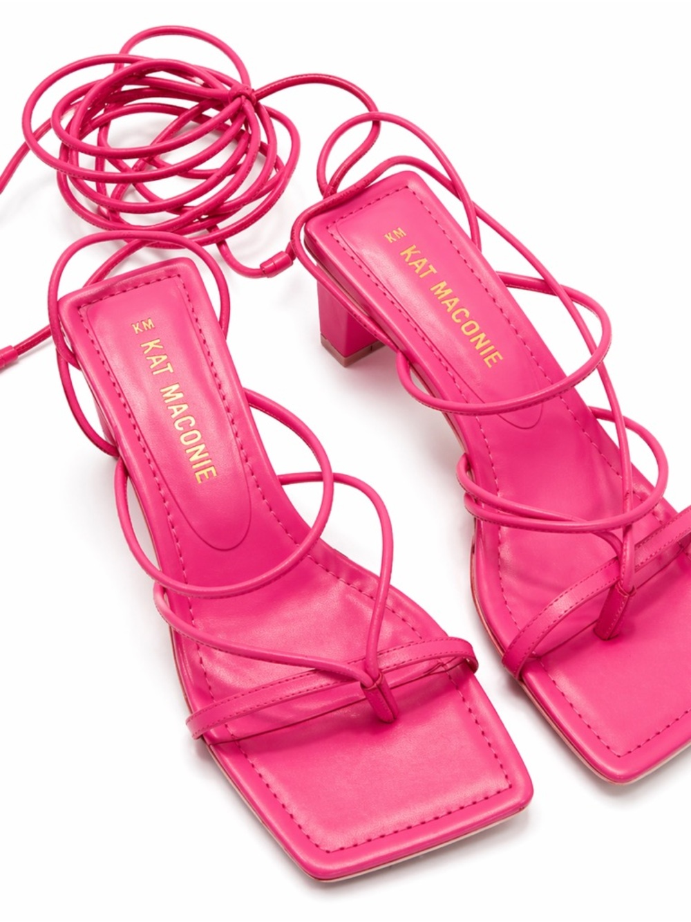 Kat Maconie Pink Lace Up Heels Square Toe Block Heel Size 10 Vibing Barbiecore!